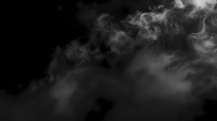 Misty black smoke or fog on dark background, eerie atmospheric overlay effect. Eerie. Illustration