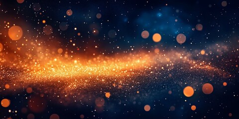 Obraz premium Shimmering orange and blue bokeh sparkles forming an abstract galaxy pattern, ideal for space, fantasy, and creative design backgrounds