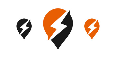Lightning icon vector logo design,editable electricity symbol