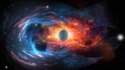 Fototapeta premium A celestial tapestry of swirling nebulae and distant stars.