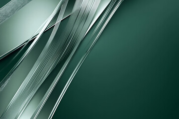 Obraz premium A luxury abstract background with gleaming silver lines forming geometric patterns over a smooth dark green background, evoking modern luxury.