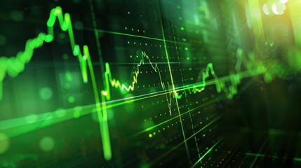 Obraz premium A digital stock market chart with rising green lines, symbolizing market growth and financial success