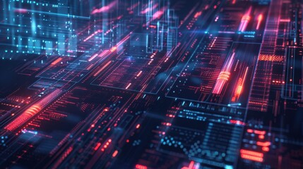 Obraz premium A futuristic digital interface with financial graphs and data points, symbolizing fintech and innovation