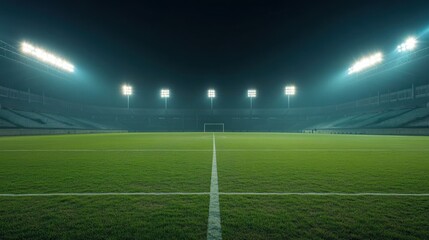 Fototapeta premium Empty Stadium Under Bright Lights