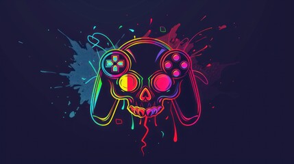 Game Over Skull with Rainbow Colors