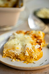slice of homemade lasagna 