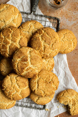 snickerdoodle cookies on a wooden background