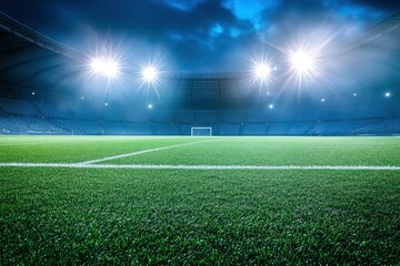 Obraz premium the soccer stadium with the bright lights , ai