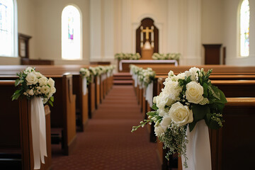 Beautifully decorated church hall for budget friendly wedding ceremony