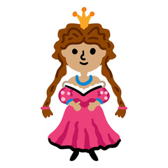 Young Magic princesses girl. Bright color vector illustration isolated on a white background