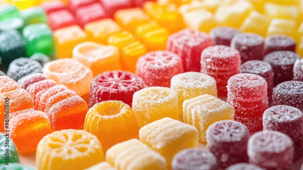 Poster a colorful array of sugary candies. perfect for your next advertisement or blog post on confectionar