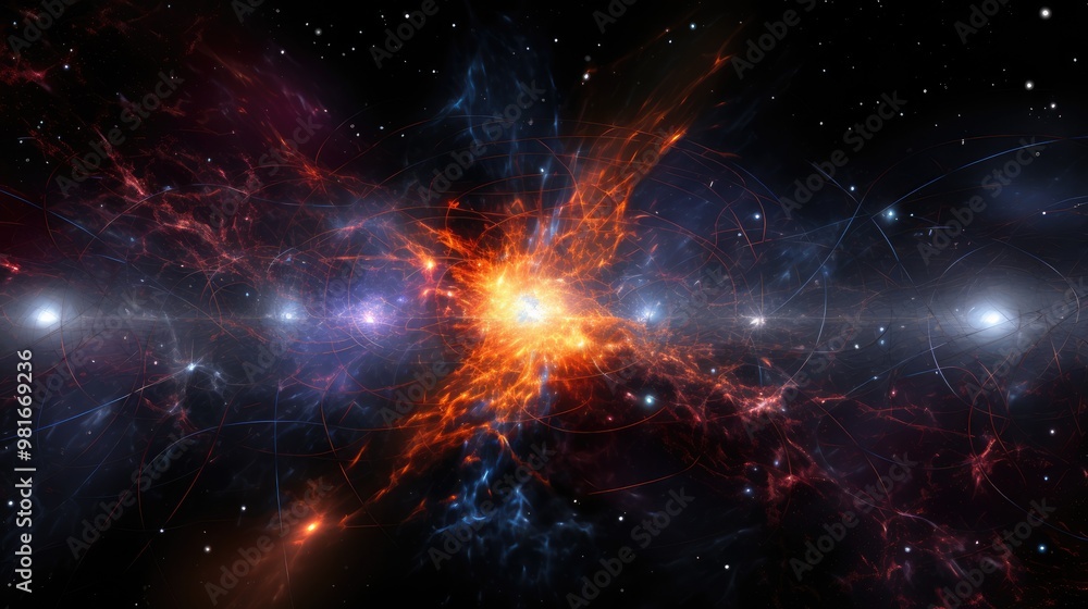 Poster a cosmic explosion of color and light illuminates the vast expanse of space, creating a breathtaking