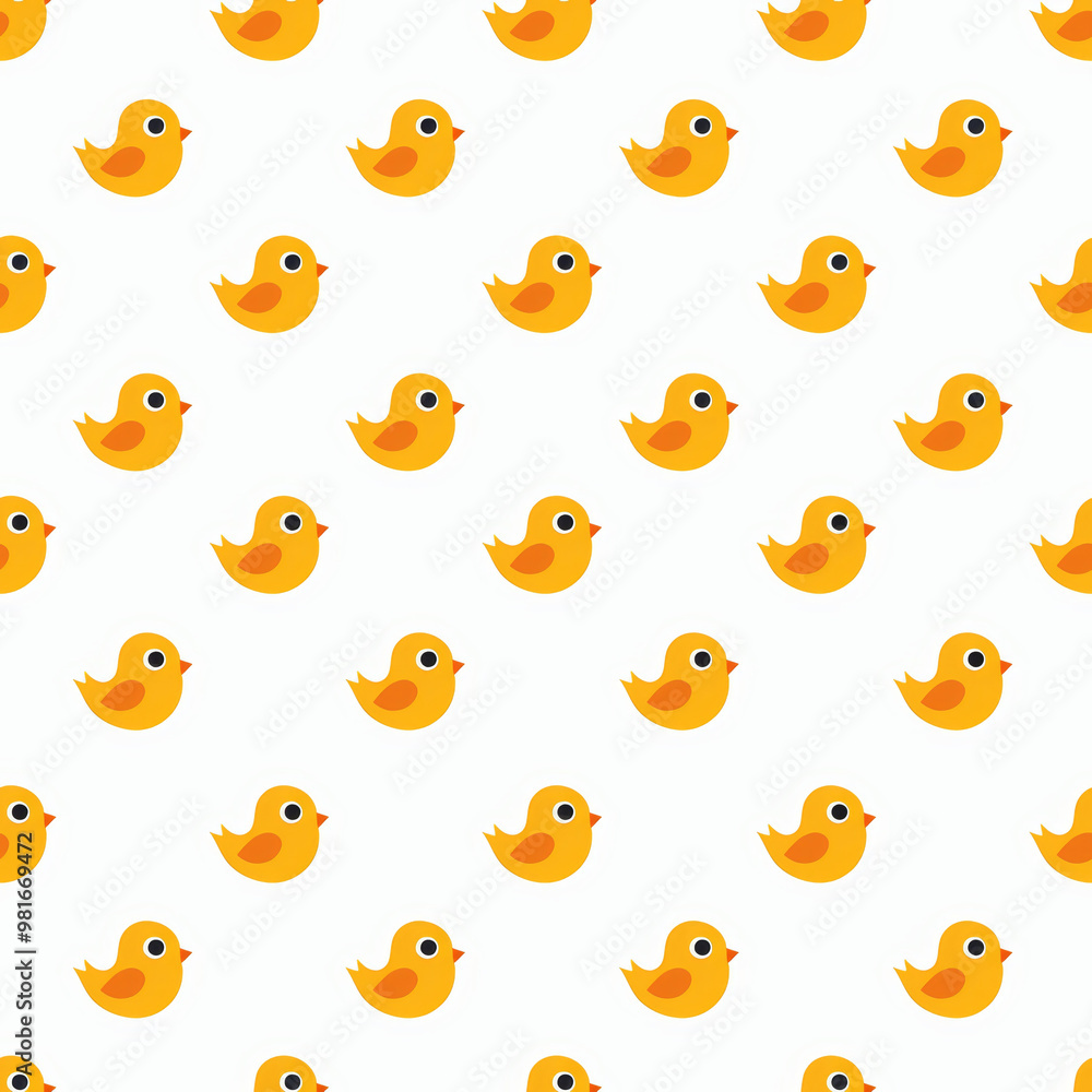 Aufkleber colorful yellow ducks are arranged in a repetitive pattern on a soft, light background, creating a c