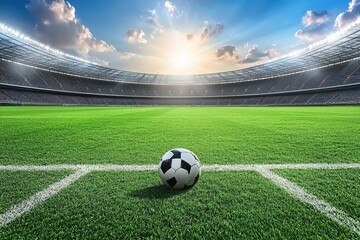 Soccer stadium field, soccer background, ai