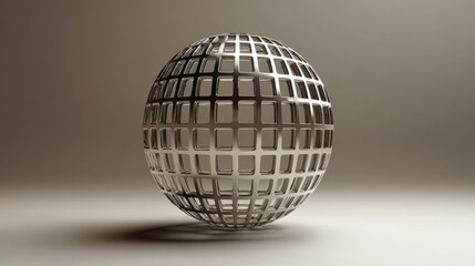 Spherical grids and lattices. Geometric art shapes in glass morphist style generative ai