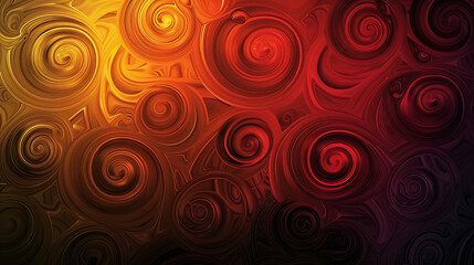 Abstract swirling pattern in warm red, orange and yellow colors.