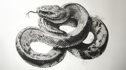Obraz premium A detailed drawing of a snake with its tongue out.