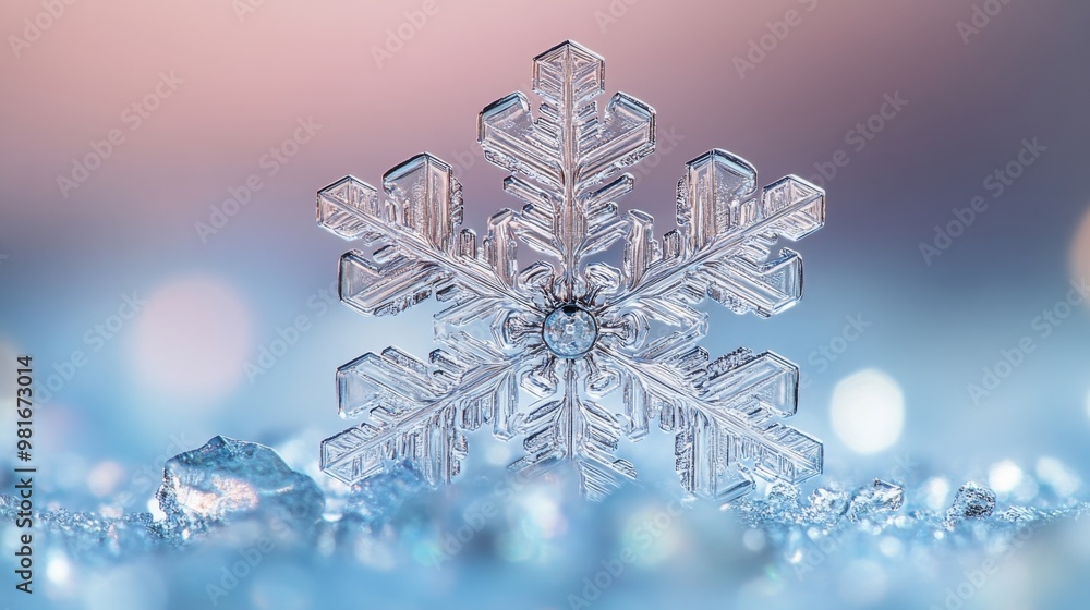 Poster close-up of a detailed snowflake with