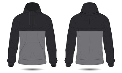 Modern black and grey raincoat mockup front and back view