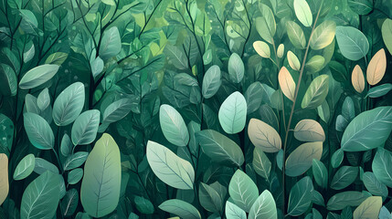 Vector pot tree: intricate leaf patterns in serene forest illustration. Serene. Illustration