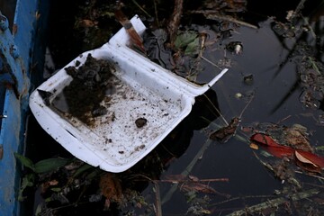 styrofoam waste in the river