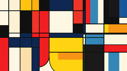 Vibrant mondrianstyle geometric forms composing a striking abstract pattern. De Stijl. Illustration