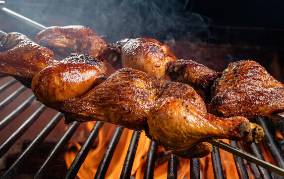Grilled chicken barbecue. In southern Brazil known as galeto