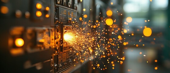 Electrical sparks from a short-circuiting AC control panel