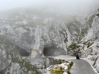 Mountain pass Mangart saddle in the Julian Alps, Strmec na Predelu (Triglav National Park,...