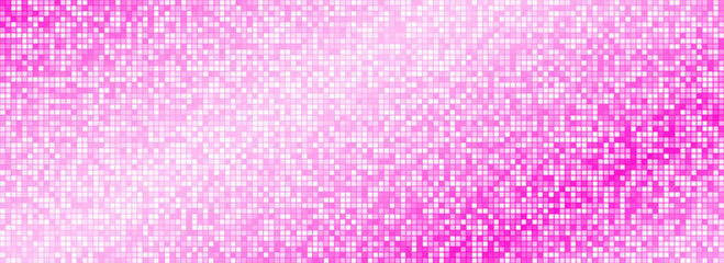 Shining pink disco party pattern background. Iridescent rose sequin mosaic texture. Abstract sparkling halftone wallpaper. Pop up comic glowing glitter backdrop. Retro vector design template