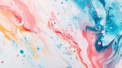 Splattered pastel paint on white marble, soft and colorful abstract background generative ai