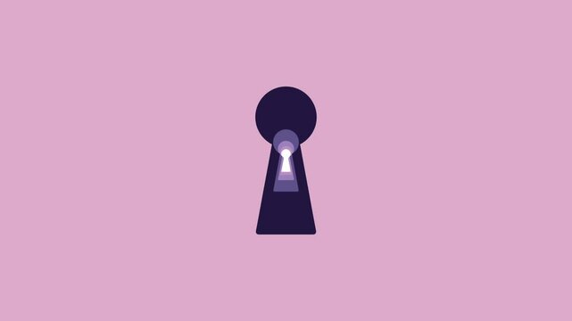 Abstract 3D keyhole tunnel. Abstract animation of keyhole icon forming the tunnel on white background. Animation concept of access.