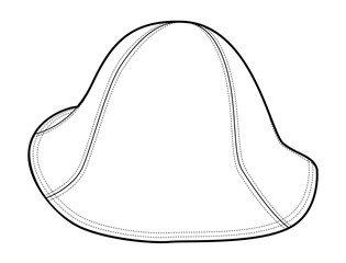 Tulip Hat Summer Head Fashion accessory cap with floppy narrow brim clothing technical illustration. Vector headgear for Men, women, unisex style, flat template CAD mockup sketch outline isolated