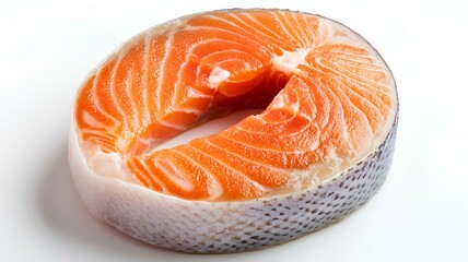 raw salmon on white background