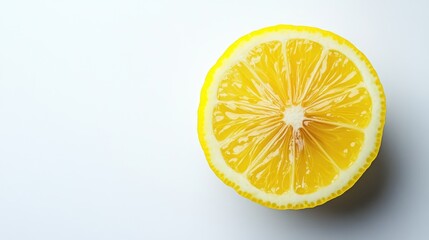 Lemon half isolated on white background with copy space. Fresh ripe cut citrus fruit