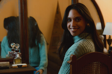 portrait of a ready and empowered woman in her room