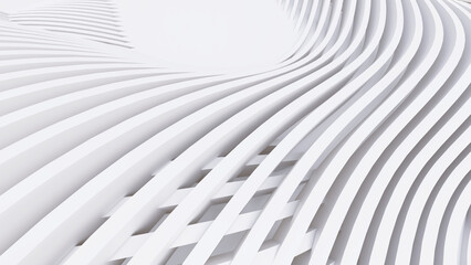 Abstract Curved Shapes. White Circular Background.