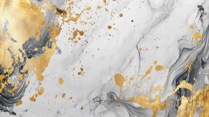 Obraz premium Splattered silver and gold paint on white marble, luxurious abstract background generative ai