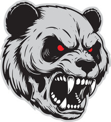 Dark Art Angry Skull Panda Head