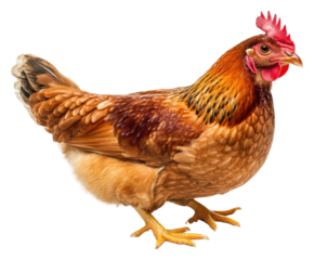 Brown hen isolated on transparent background