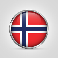 Fototapeta premium silver plate with glossy flag. Norway flag stamp. made in stamp isolated in white background. royal, allegiance, symbol, minimal, vector, 3d, icon, illustration.
