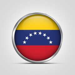 silver plate with glossy flag. Venezuela flag stamp. made in stamp isolated in white background. royal, allegiance, symbol, minimal, vector, 3d, icon, illustration.
