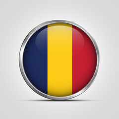 silver plate with glossy flag. Romania flag stamp. made in stamp isolated in white background. royal, allegiance, symbol, minimal, vector, 3d, icon, illustration.