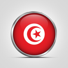 silver plate with glossy flag. Tunisia flag stamp. made in stamp isolated in white background. royal, allegiance, symbol, minimal, vector, 3d, icon, illustration.