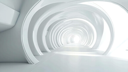 Obraz premium Abstract white hallway with light at the end.
