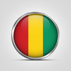 silver plate with glossy flag. Guinea flag stamp. made in stamp isolated in white background. royal, allegiance, symbol, minimal, vector, 3d, icon, illustration.
