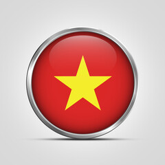 silver plate with glossy flag. Vietnam flag stamp. made in stamp isolated in white background. royal, allegiance, symbol, minimal, vector, 3d, icon, illustration.
