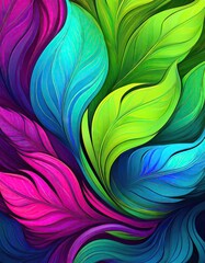 Abstract colorful leaf design