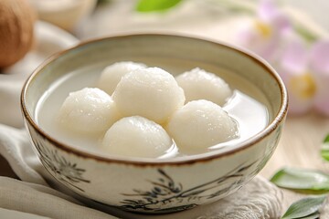 White Sweet Dessert in Bowl Asian Cuisine Delicious Food