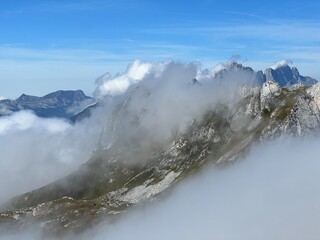 Picturesque and beautiful clouds over the Julian Alps, Strmec na Predelu (Triglav National Park,...